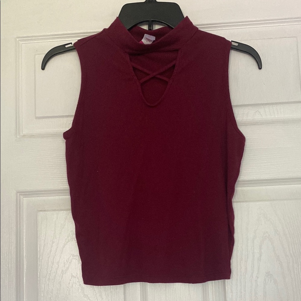 Junior’s Maroon Tank Top w/ Mock Neck